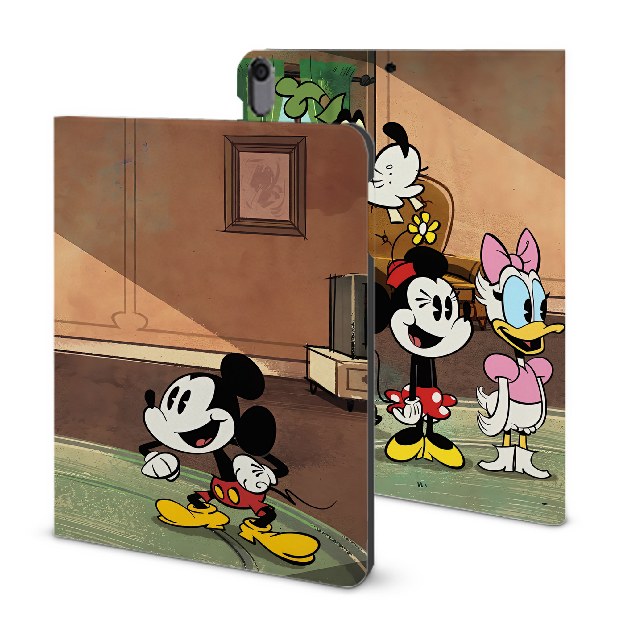 （画像用） ミッキーマウス Mickey Mouse IPad ケース ブック型 PUレザー TPU 耐衝撃 軽量 薄型 ペン収納なし 全面保護 IPad 各モデル対応